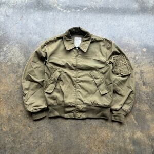 Vintage 80s Military Bomber Style OD Green Light Jacket